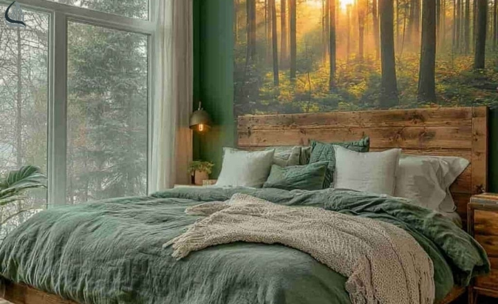 Brown and Green in bedroom decor