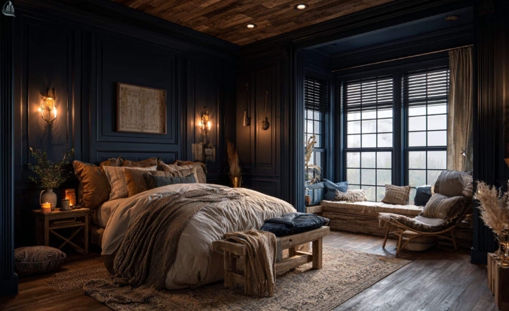 Layered Textures in a Dark Cottagecore Bedroom