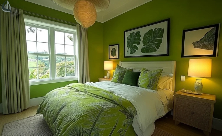 Olive green and gold bedroom ideas