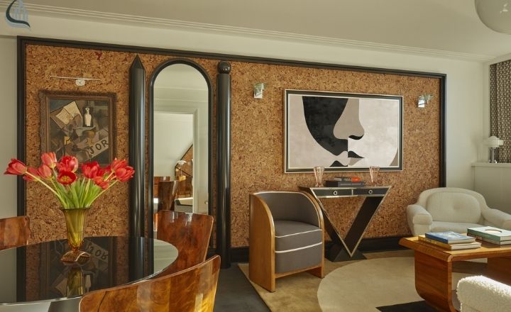 Art Deco Inspired Living Room with Geometric Rug