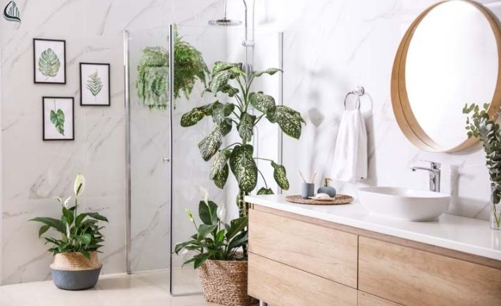 Bathroom decor with indoor plants for fresh and natural feel