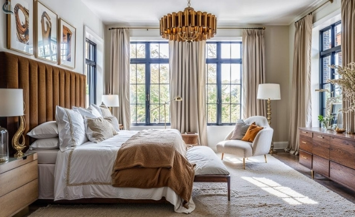 Bedroom decor ideas with warm colors and textures