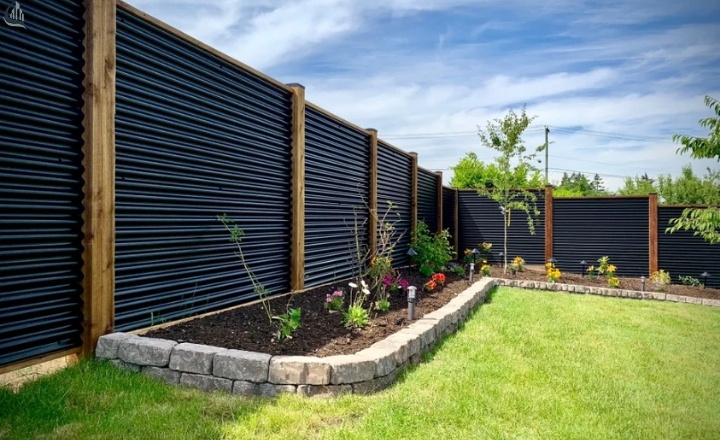 Black stain horizontal Fence ideas