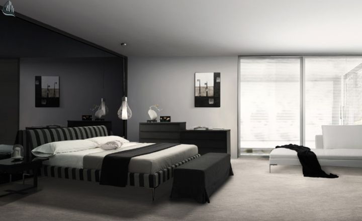 Charcoal modern living room paint idea