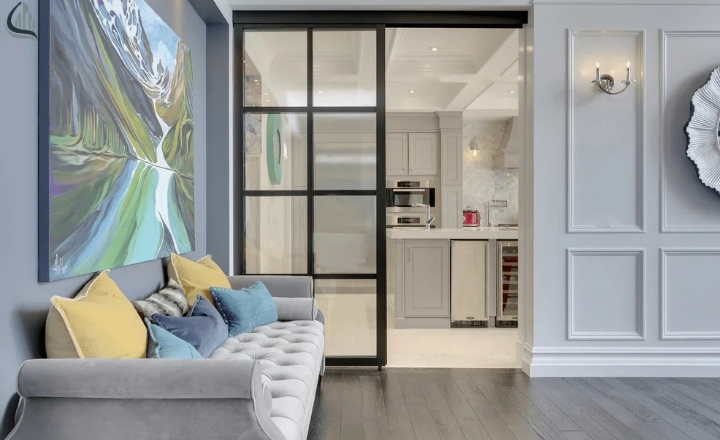 Contemporary Kitchen Glass Partition Design