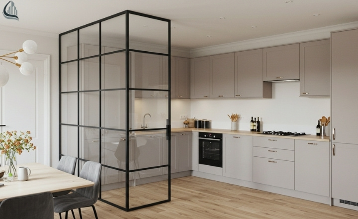 Corner Kitchen Divider Idea for Small Apartments