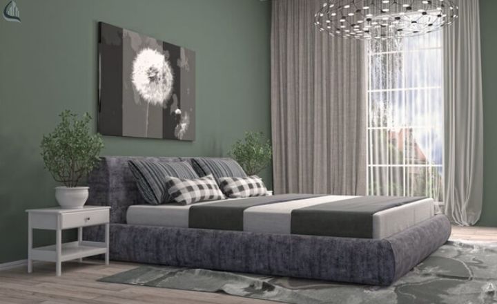 Green and grey living room paint idea