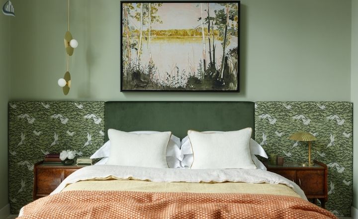 Layered green living room paint idea