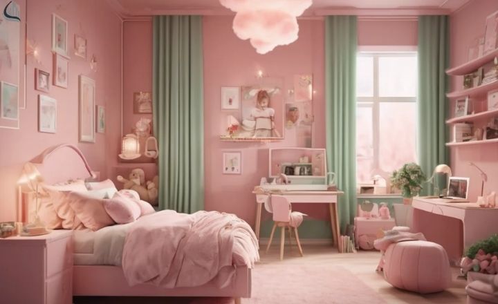 Peach and green living room color combination