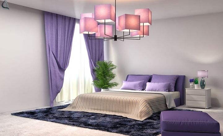 Purple and grey living room wall paint combination