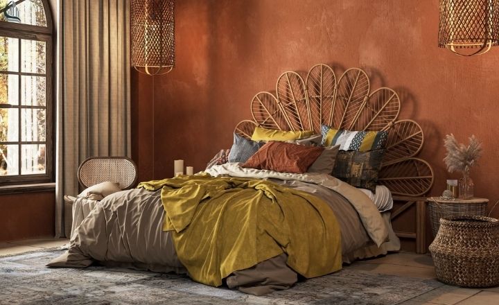 Terracotta living room interior paint idea