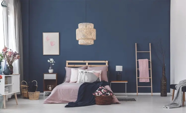 Warm bedroom walls with two colour combination design