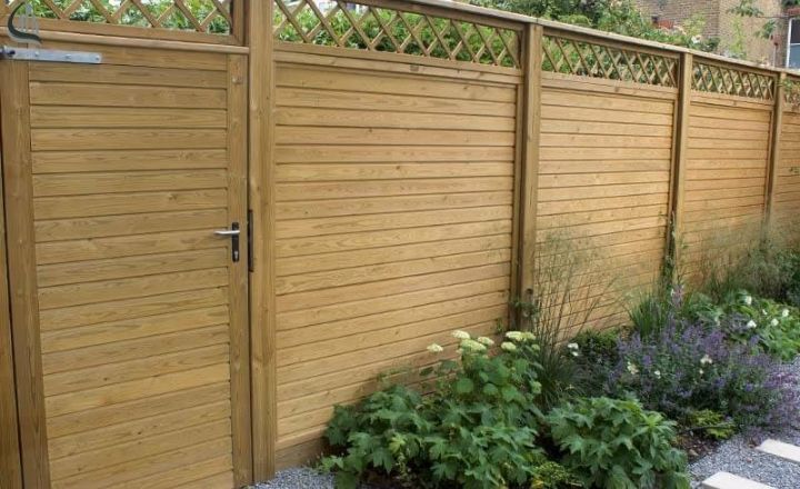 dog ear wood fence gate for backyard