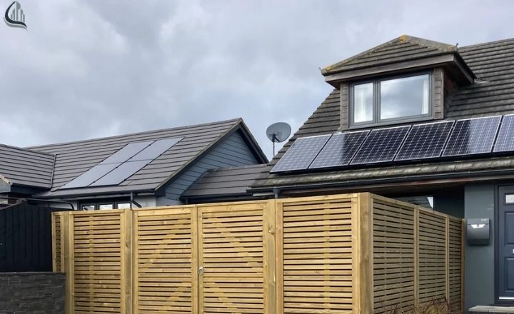 Modern metal slat fence gate design