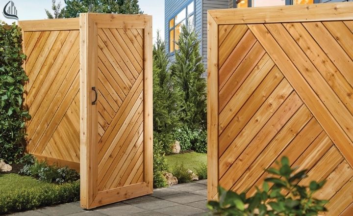 Rustic wooden fence gate country style
