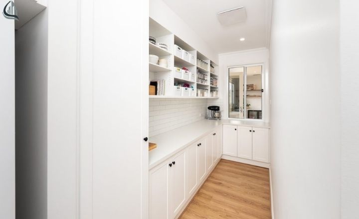 Butlers pantry with open shelving design