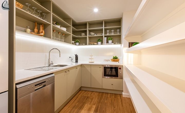 Butlers pantry with task lighting setup