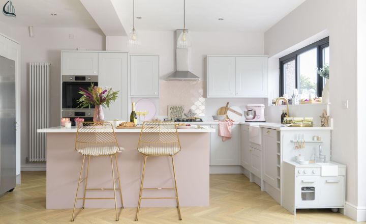 White and pink Kitchen design